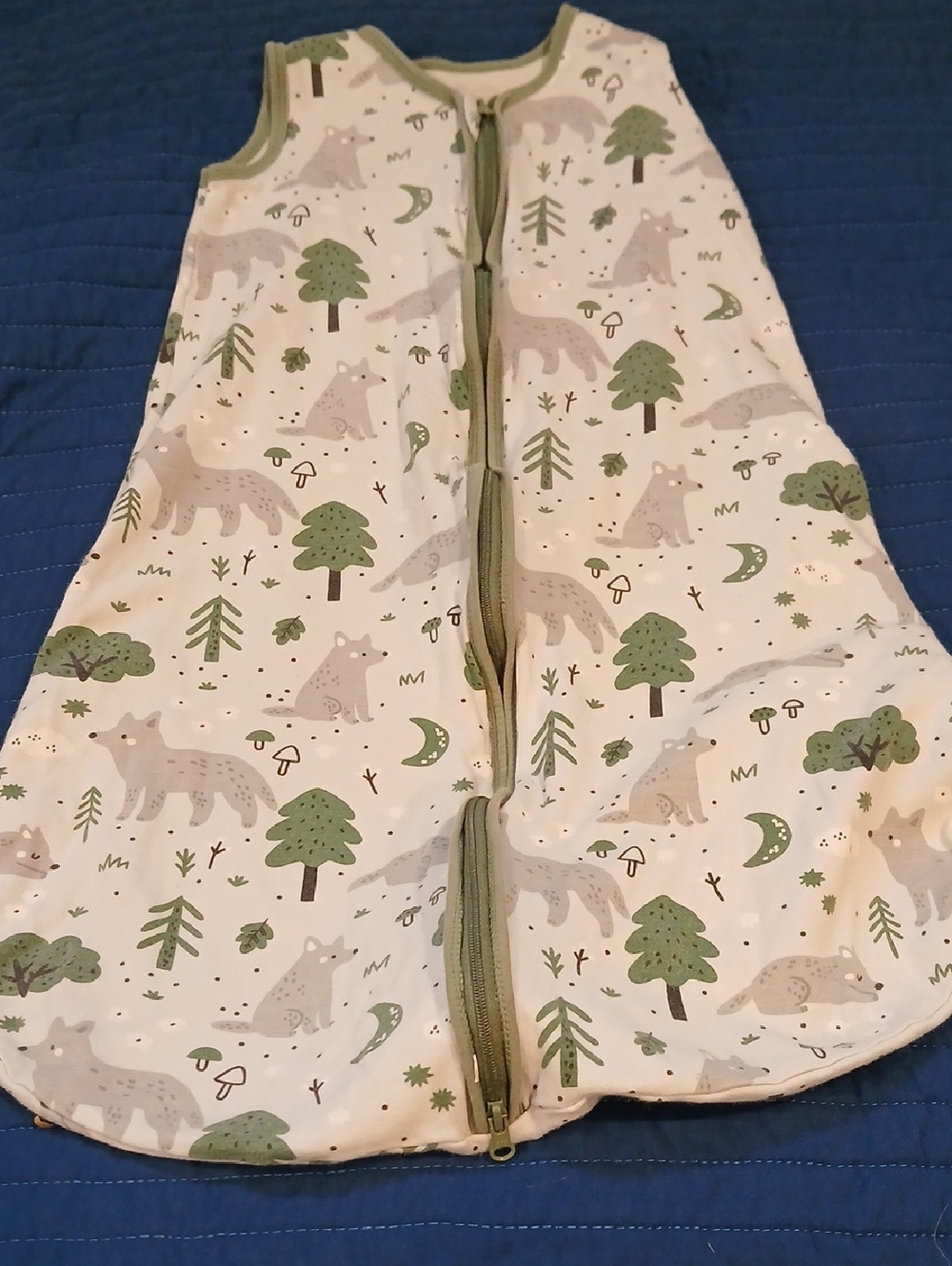 Yoofoss 6-12M Forest Fox Baby Sleep Sack - Green Trim